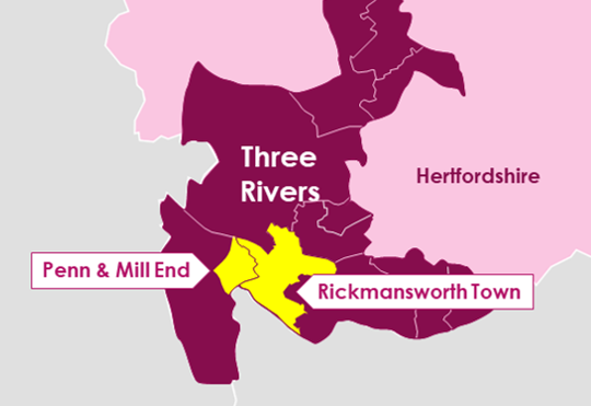 Map of Three Rivers Wards