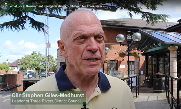 Cllr Stephen Giles-Medhurst explaining about Local Government Reorganisation on YouTube.